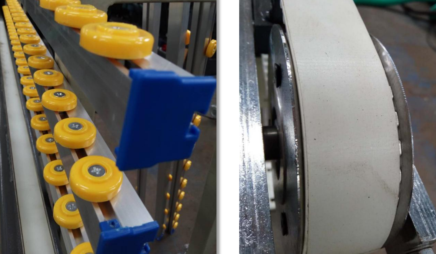 Aluminum glass support frame and timing belt system